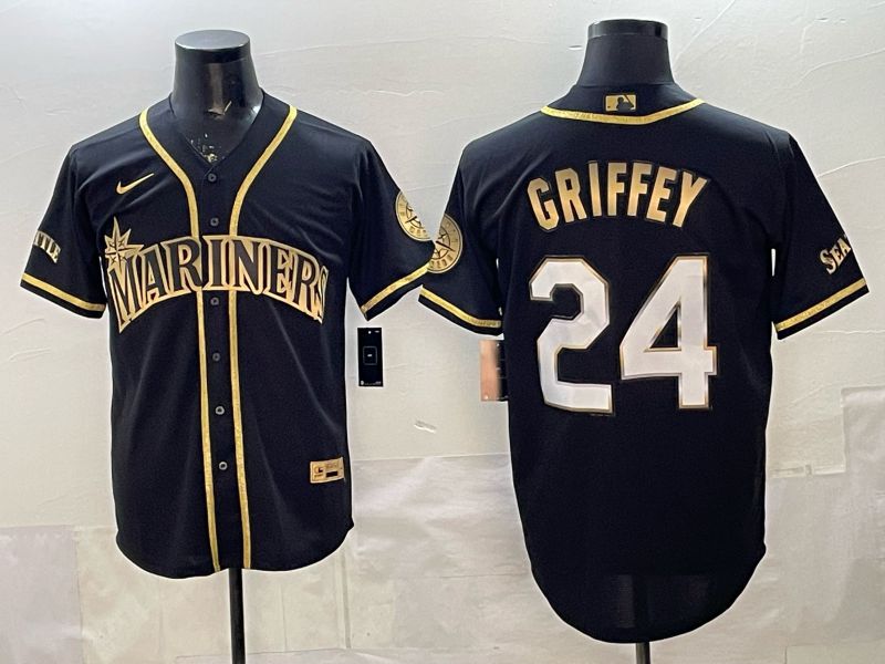 Men 2026 Nike Seattle Mariners #24 Griffey black gold Game MLB Jersey 01